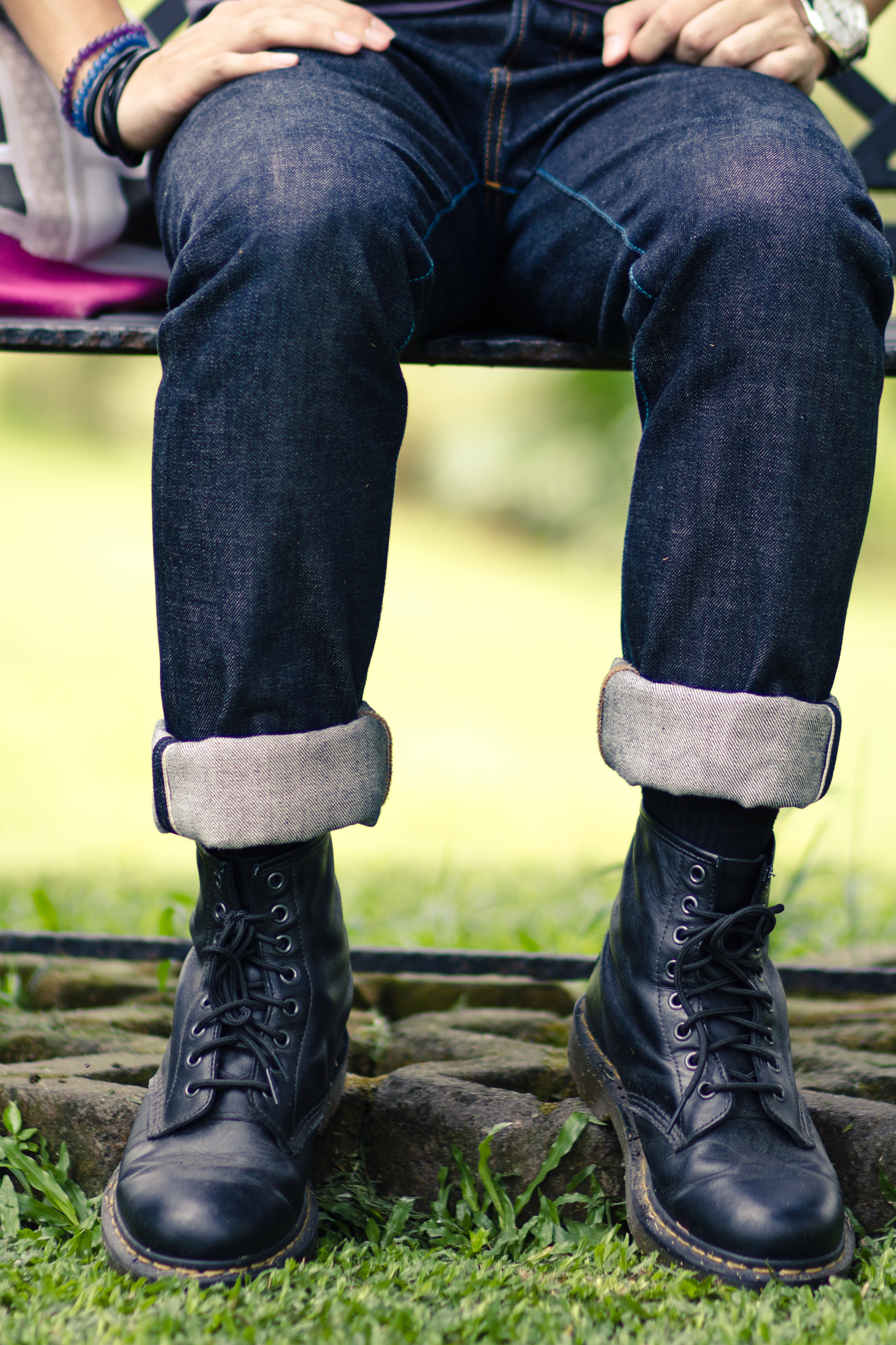men's flare jeans length with boots