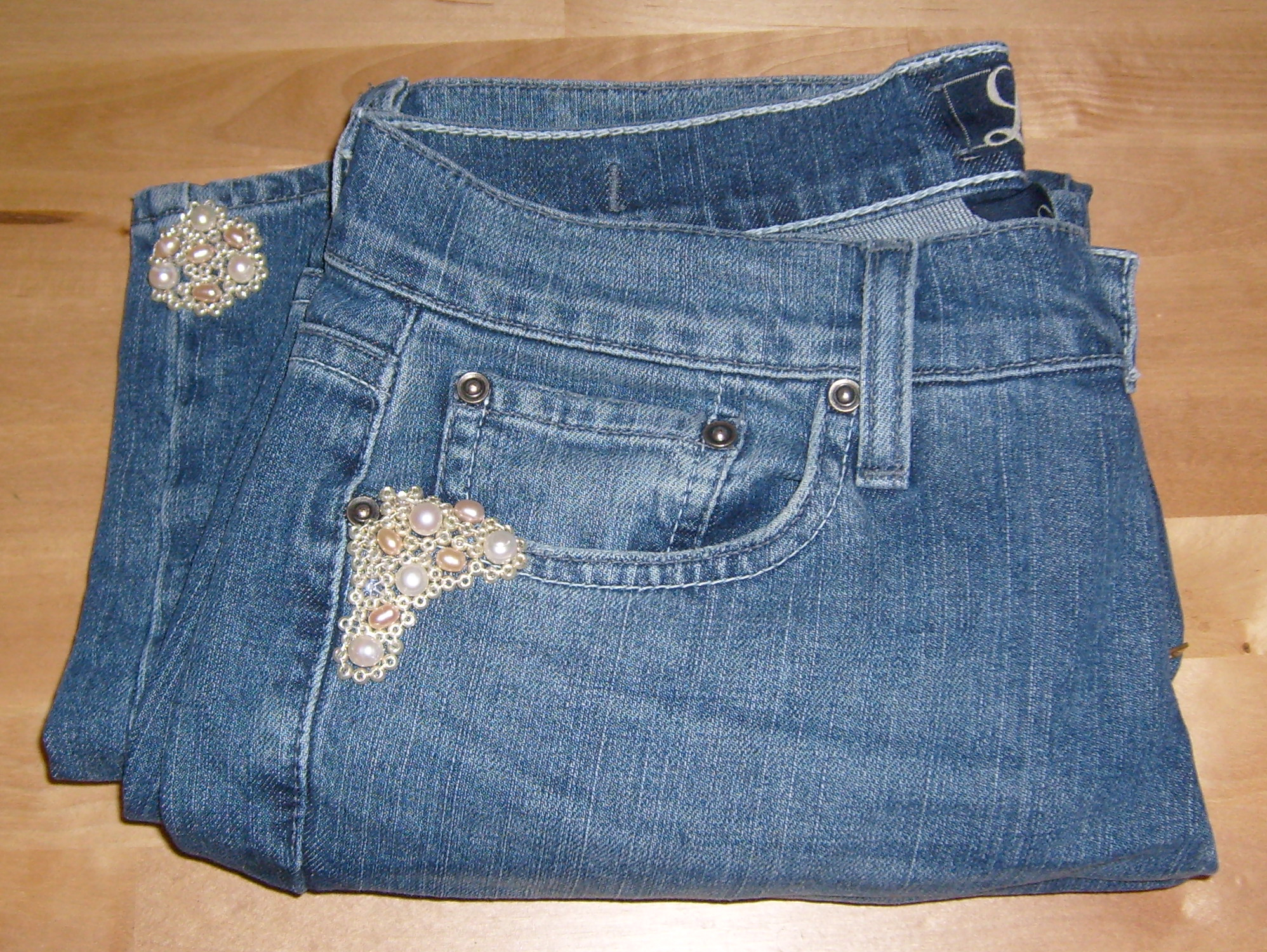 men's flare jeans patchwork embroidery