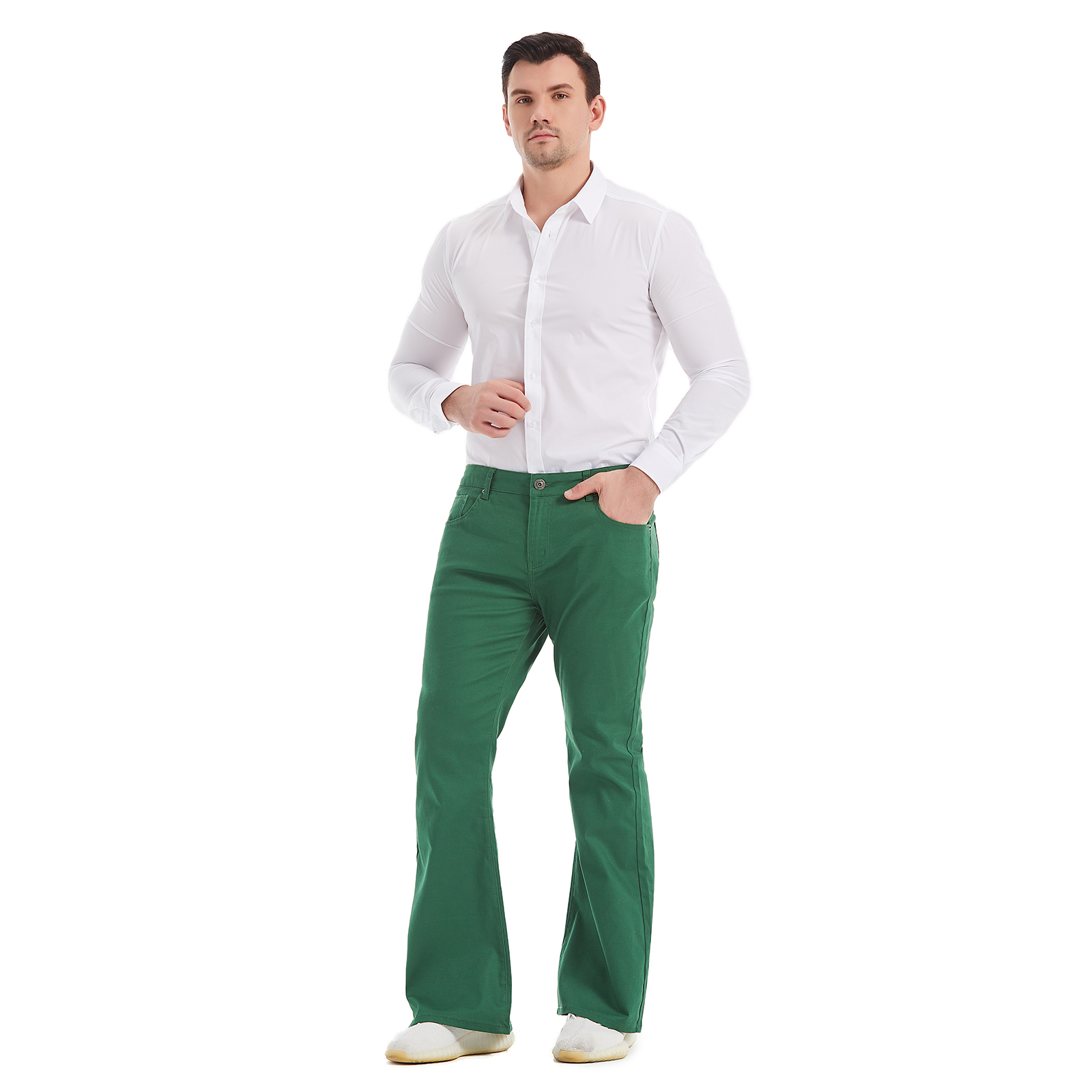 Green Color Bell Bottom Jean