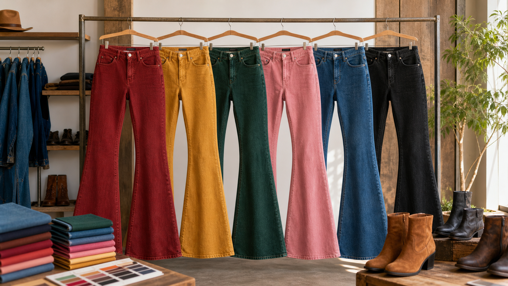 Color WBestWind bell bottom jeans lineup